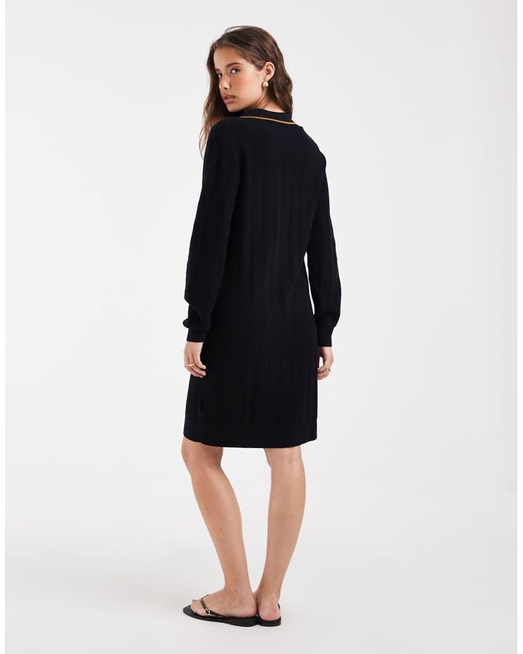 Fred Perry Blue Textured Kniited Shirt Dress