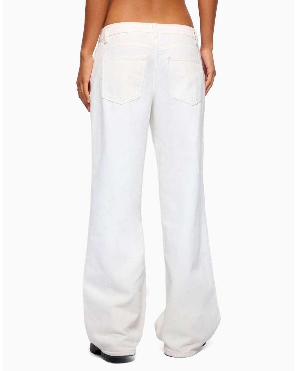 Edikted White Roman Low Rise Baggy Jeans