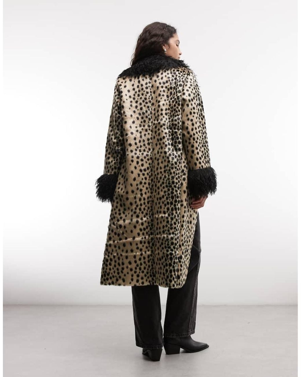 Reclaimed Vintage Multicolor Faux Fur Mix Trim Coat