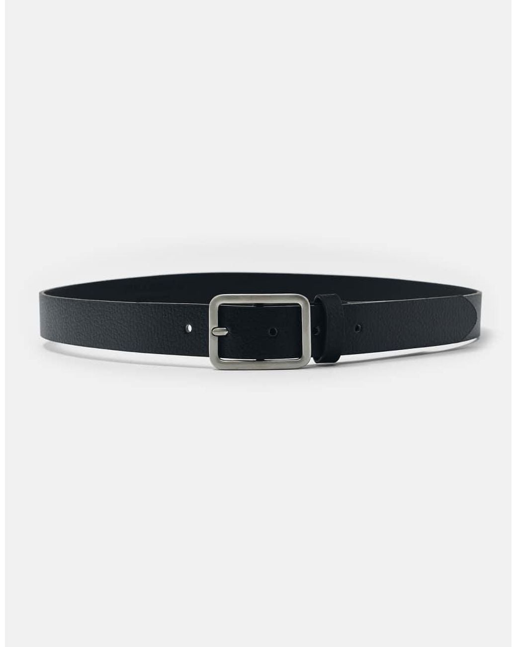 Pull&Bear White Leather Effect Square Buckle Belt for men