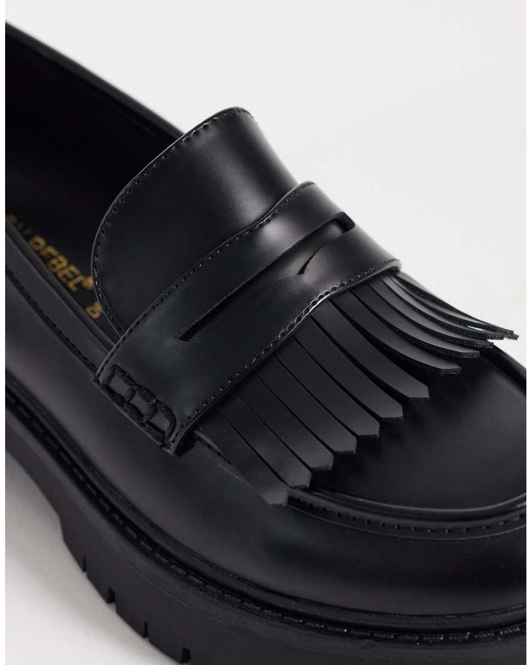 London Rebel Black Palmer Tassel Chunky Loafers