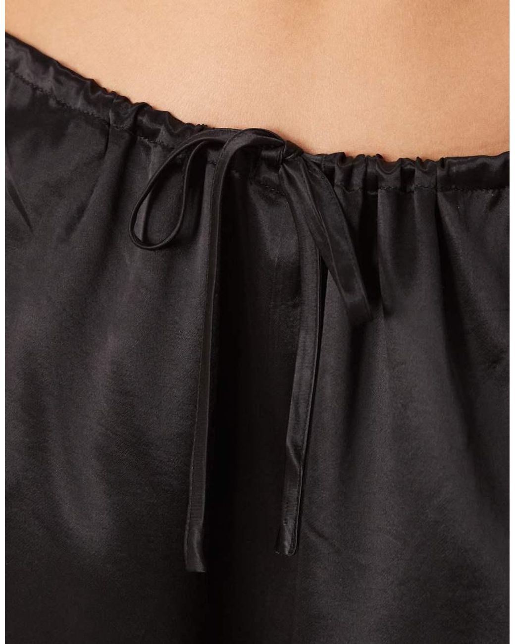 SNDY'S Natural Satin Drawstring Wide Leg Trouser Co-Ord