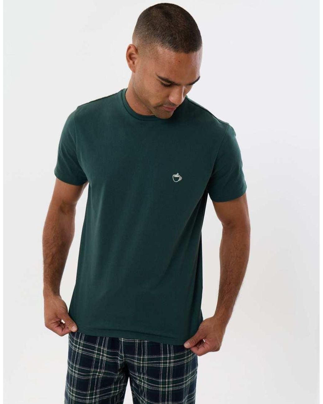 Threadbare Gray T-Shirt & Cotton Flannel Trousers Pyjama Set for men