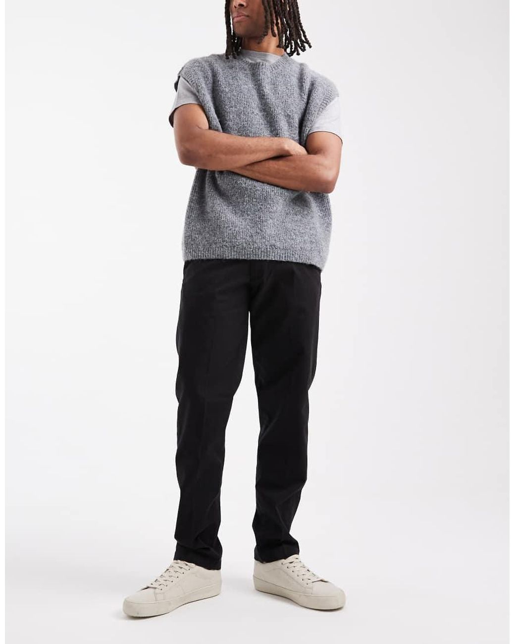 Jack & Jones White Front Pleat Tapered Loose Chino for men