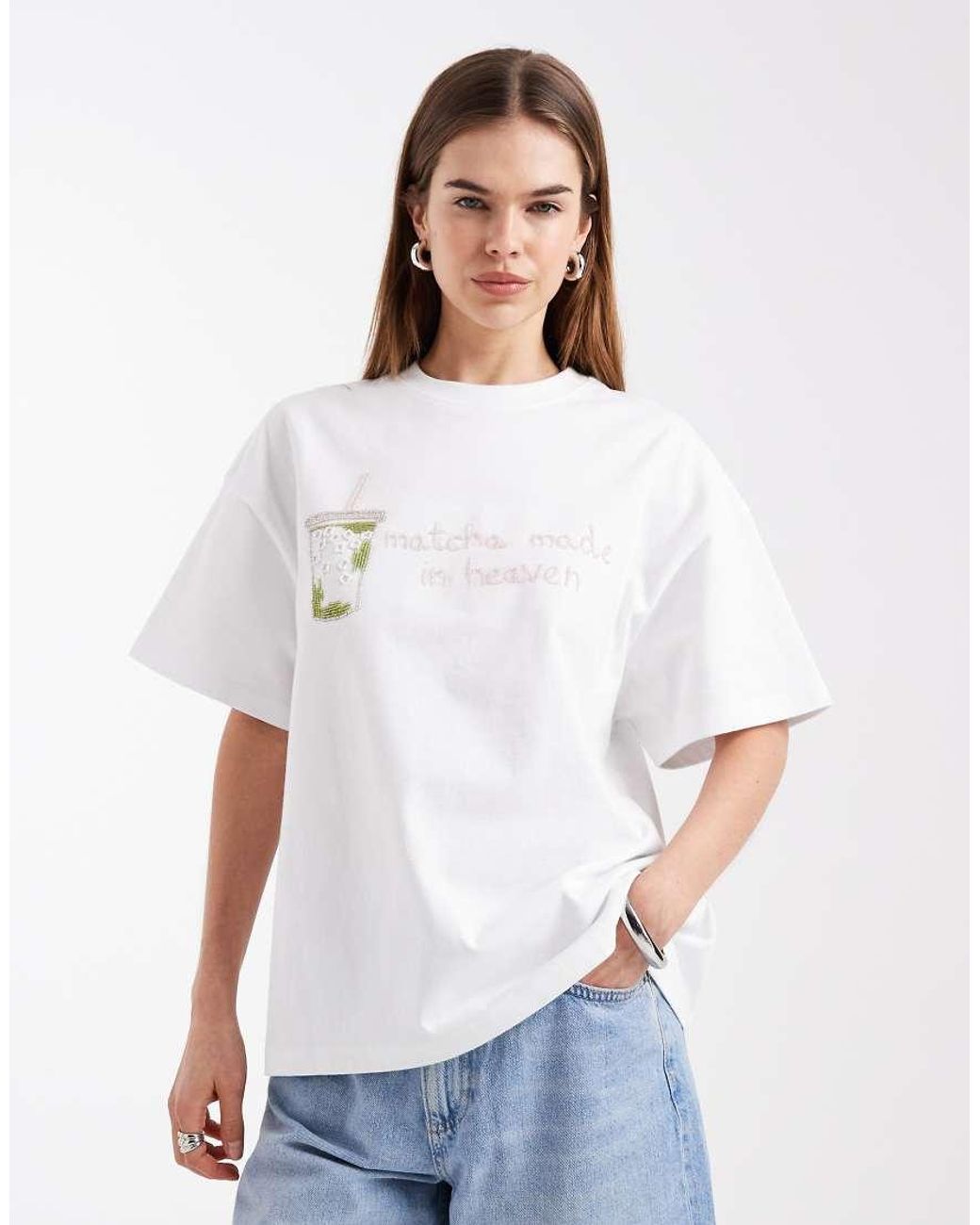 Six Stories White Cotton Embellished 'Matcha Made