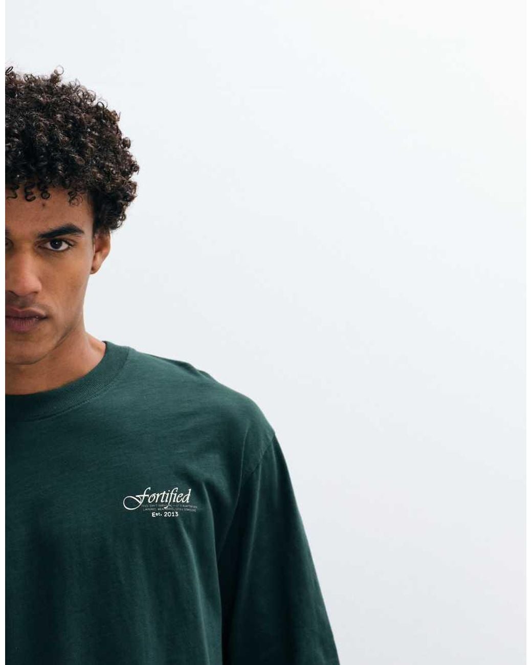 Redefined Rebel Green Oversized Long Sleeve T-Shirt With Botanical Back Print for men