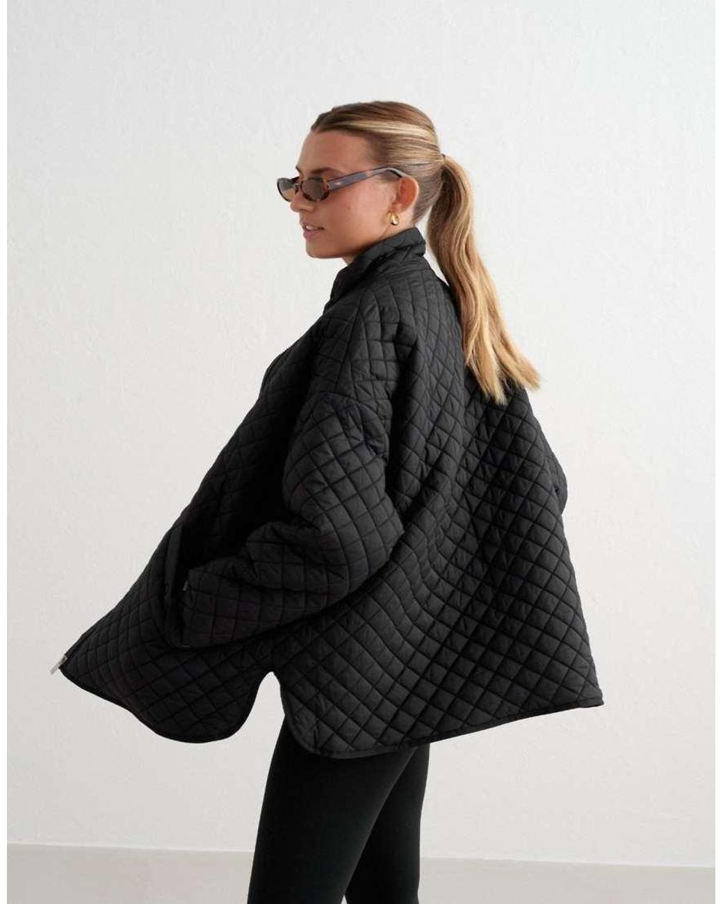 Aim'n Black Oversized Quilted Jacket