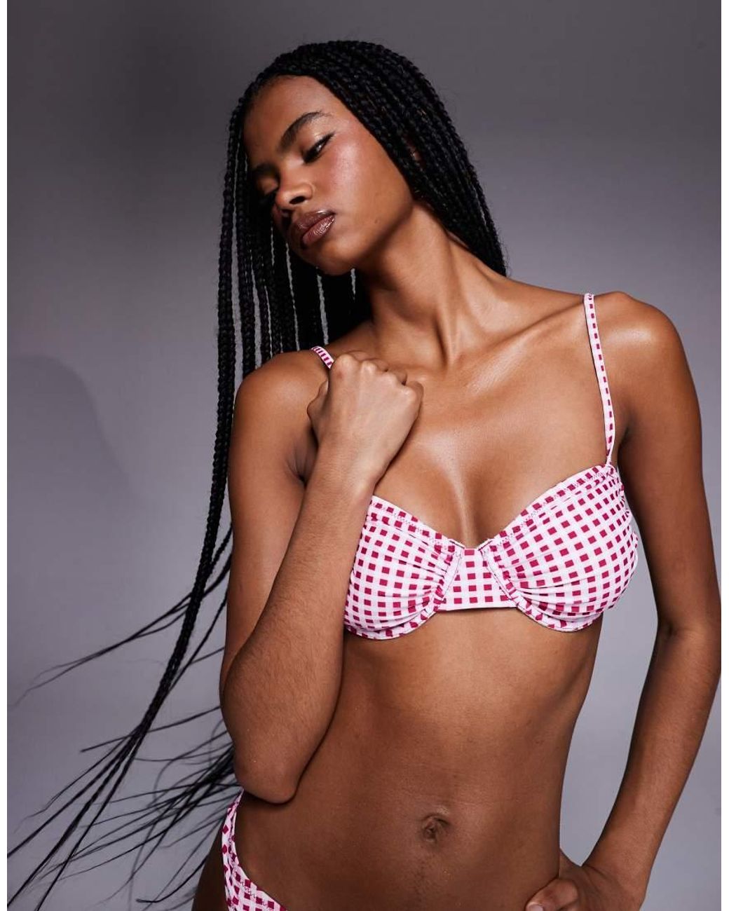 Candypants Pink Gingham Underwire Bikini Top