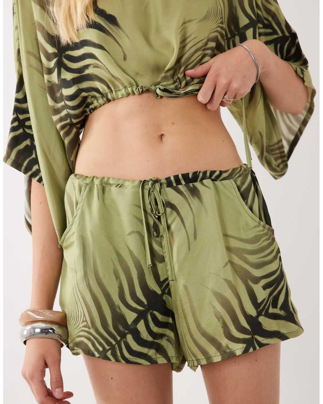 ASOS Green Pull On Satin Short