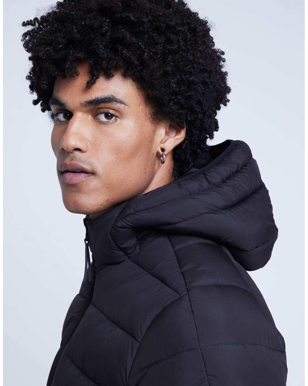 River Island Regular Fit Hooded Padded Jacket in Blue for Men Lyst UK