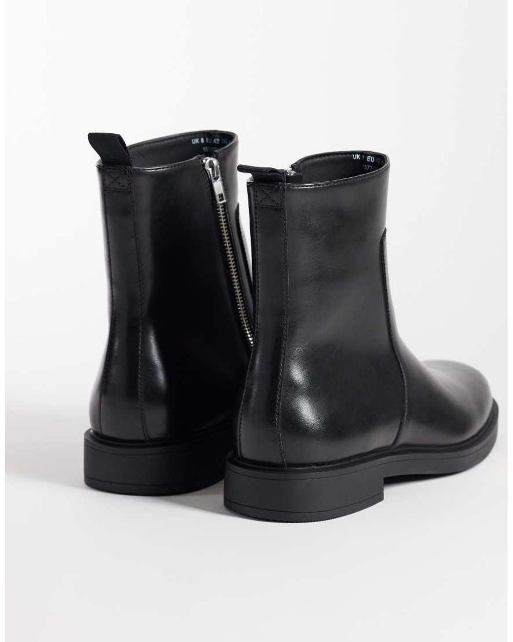 ASOS Black Zip Up Boots With Seam Detail for men