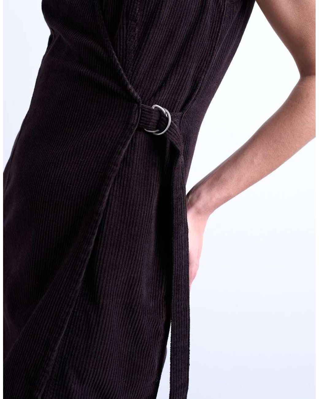 TOPSHOP Black Denim Wrap Mini Dress