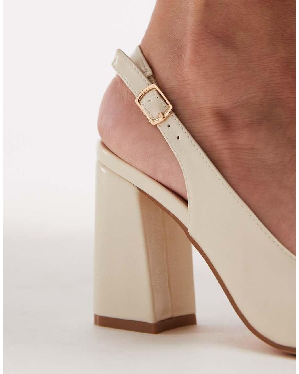 SEQWL Brown Hogan Sling Back Block Heeled Shoes