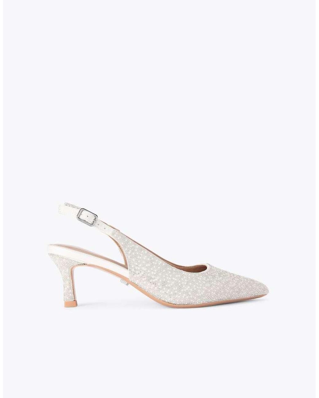 Carvela Kurt Geiger White Corletta Sling Court Low Heeled Shoes