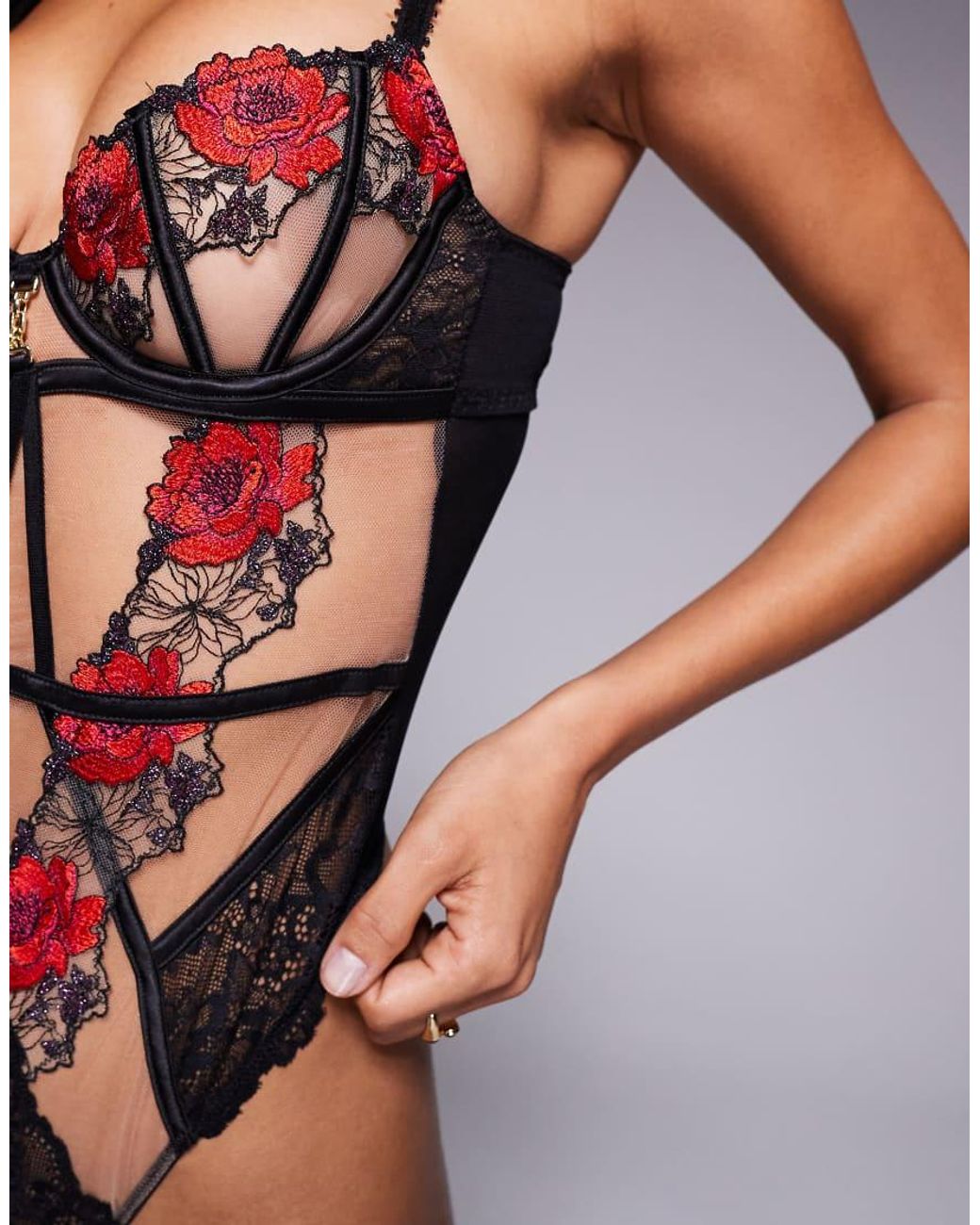 Ann Summers Black Caged Rose Non Padded Body