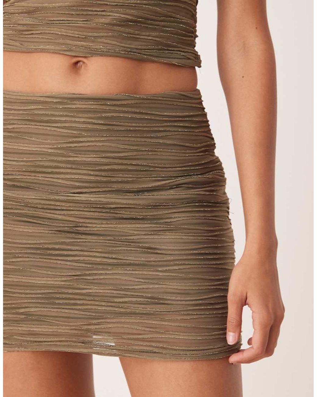 ASOS Natural Co-ord Metallic Textured Mini Skirt