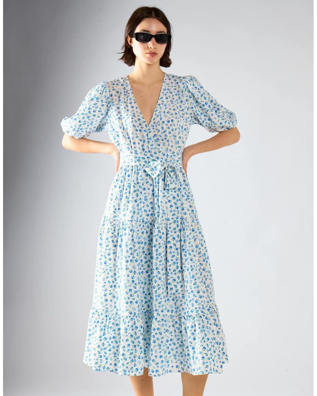 Glamorous Blue Wrap Midi Dress