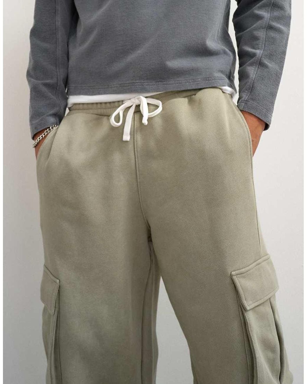 Topman Green baggy Fit Heavyweight Twill jogger With Cargo Pockets for men