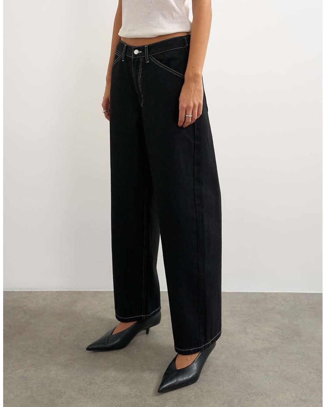 TOPSHOP White Dillan baggy Low Rise Jean