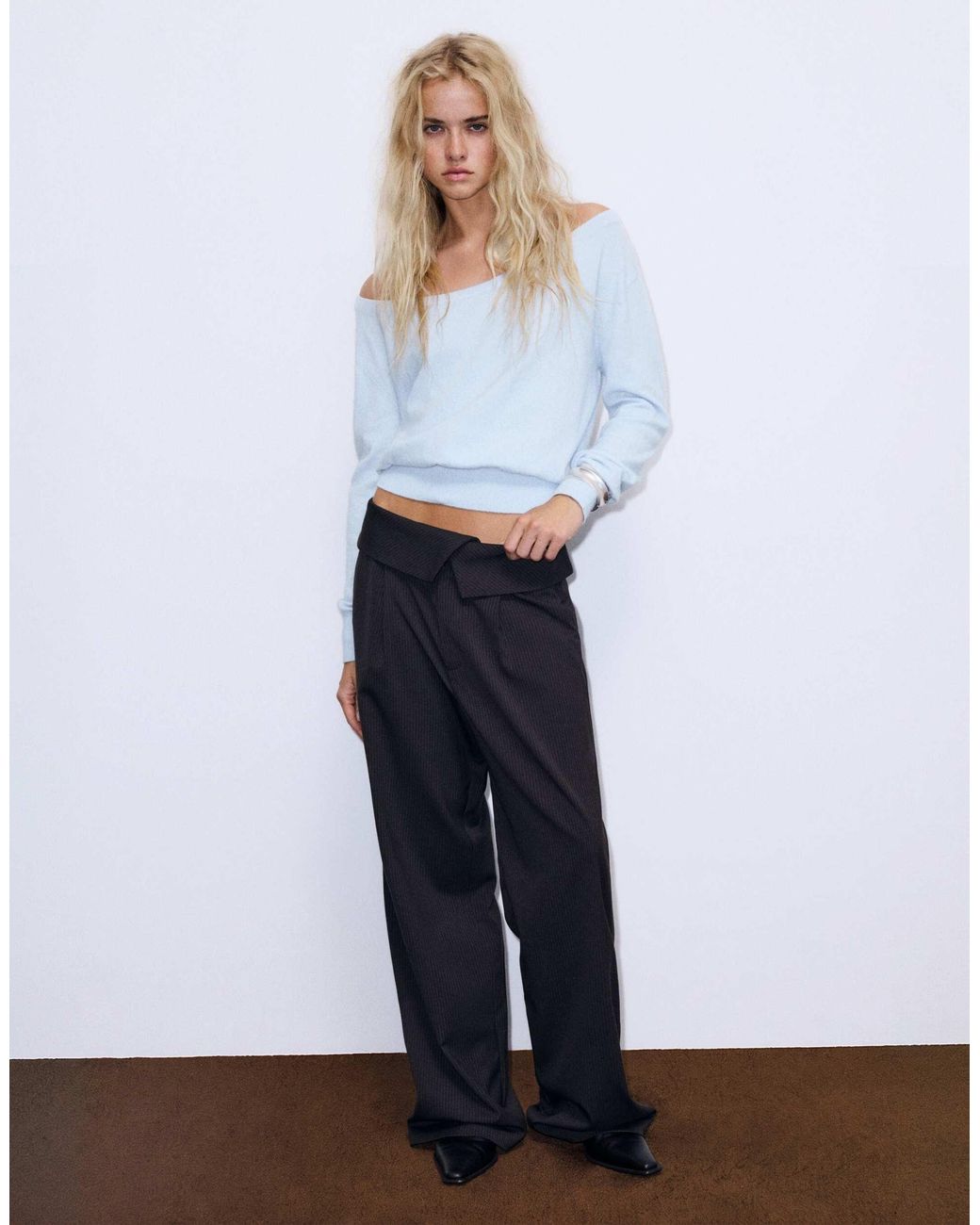 Pull&Bear White Pullover mit u-boot-ausschnitt