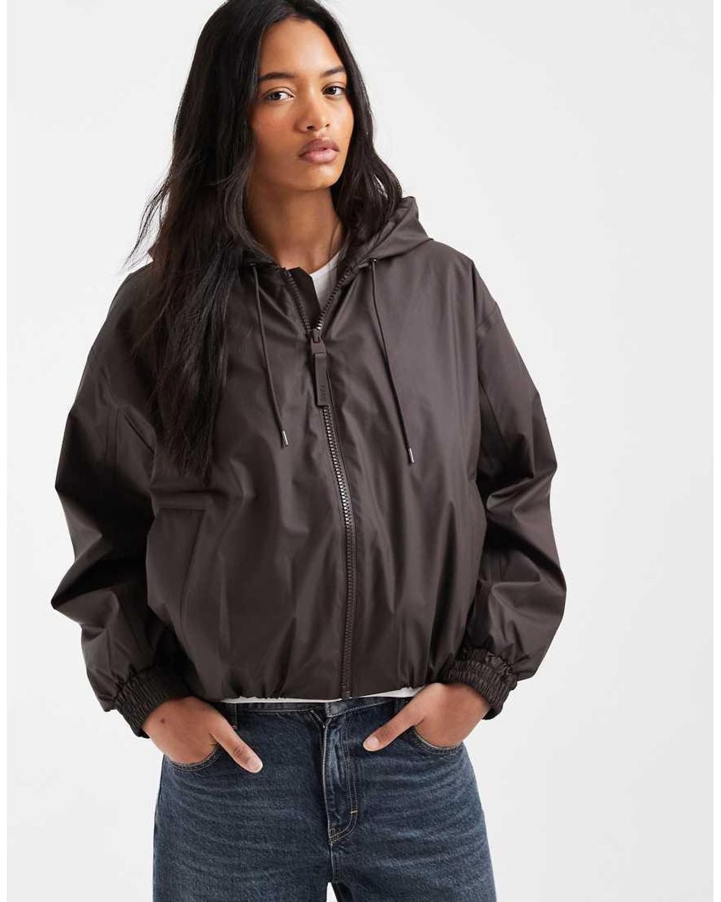 Rains Gray 17290 Lohja Waterproof Insulated Hooded Bomber Jacket