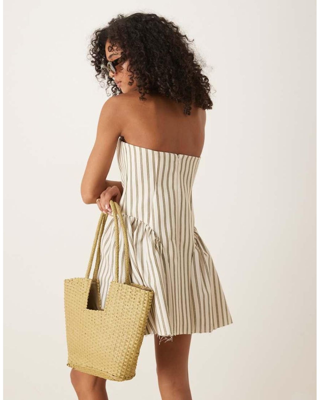 ASOS Natural Bandeau Structured Bonded Mini Dress