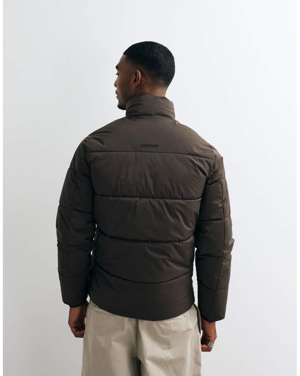 Blend Brown Zip Through Puffer Jacket for men