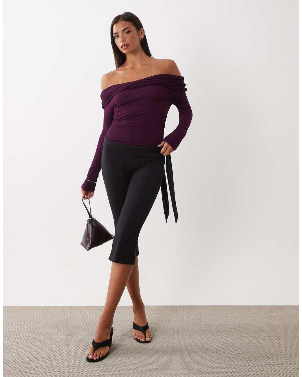 Miss Selfridge Purple Wrap Bardot Bodysuit