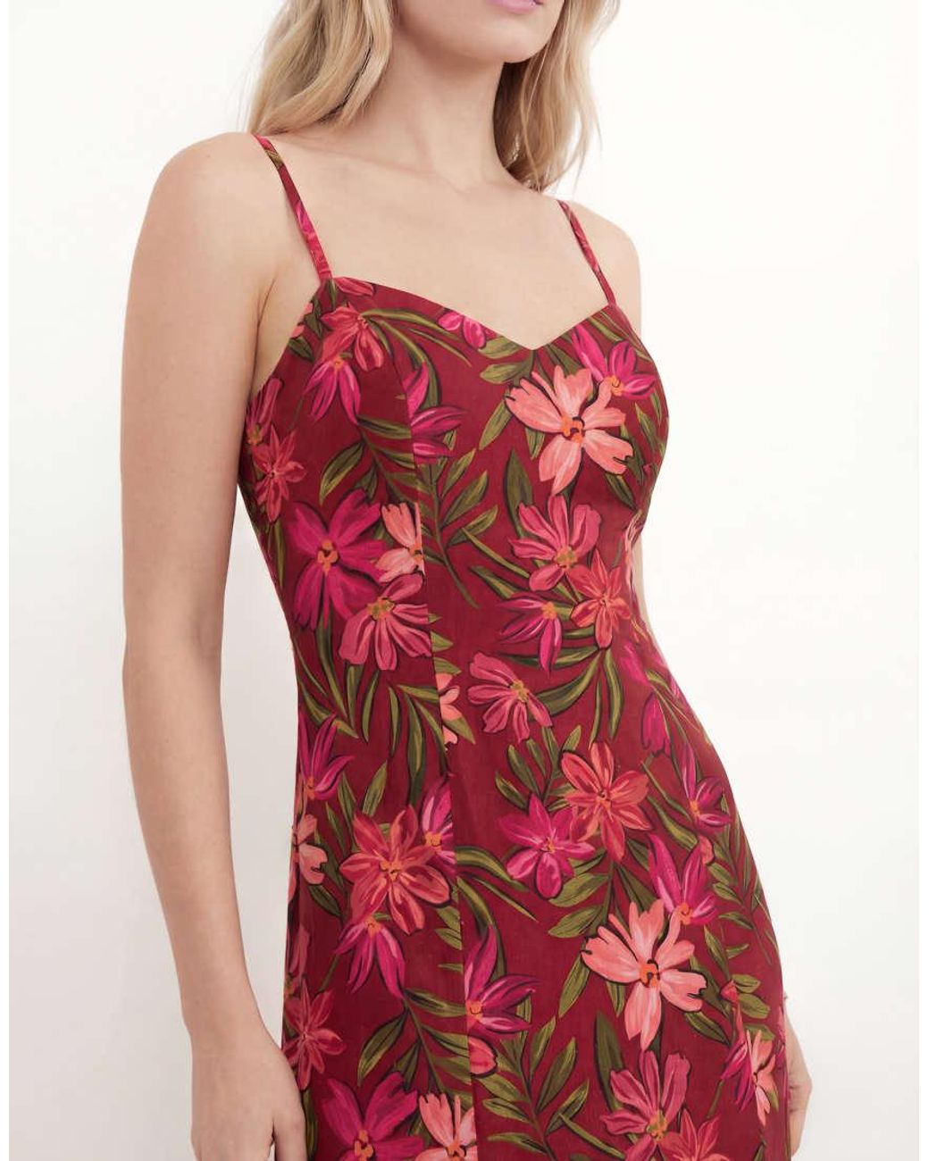 ANAYA Red Floral Cami Ruffle Maxi Dress