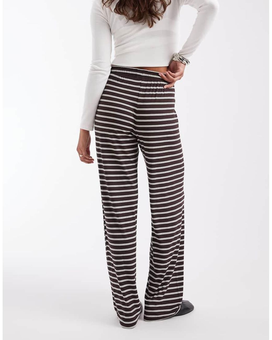 ONLY Brown Tie Waist Wide Leg Pants