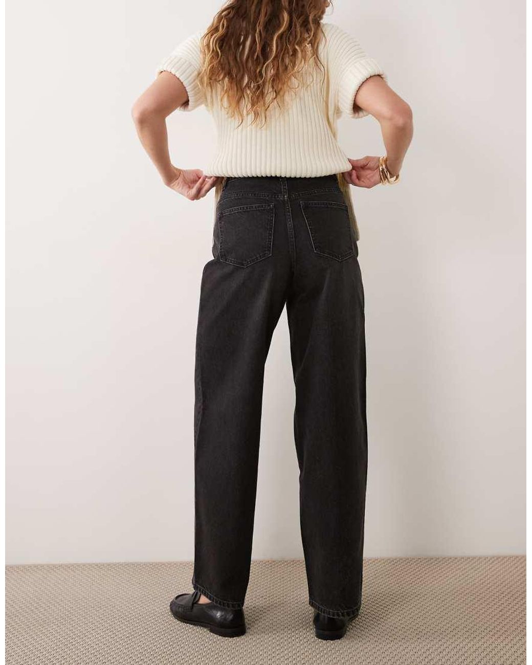 Miss Selfridge Red Mid Rise baggy Jeans