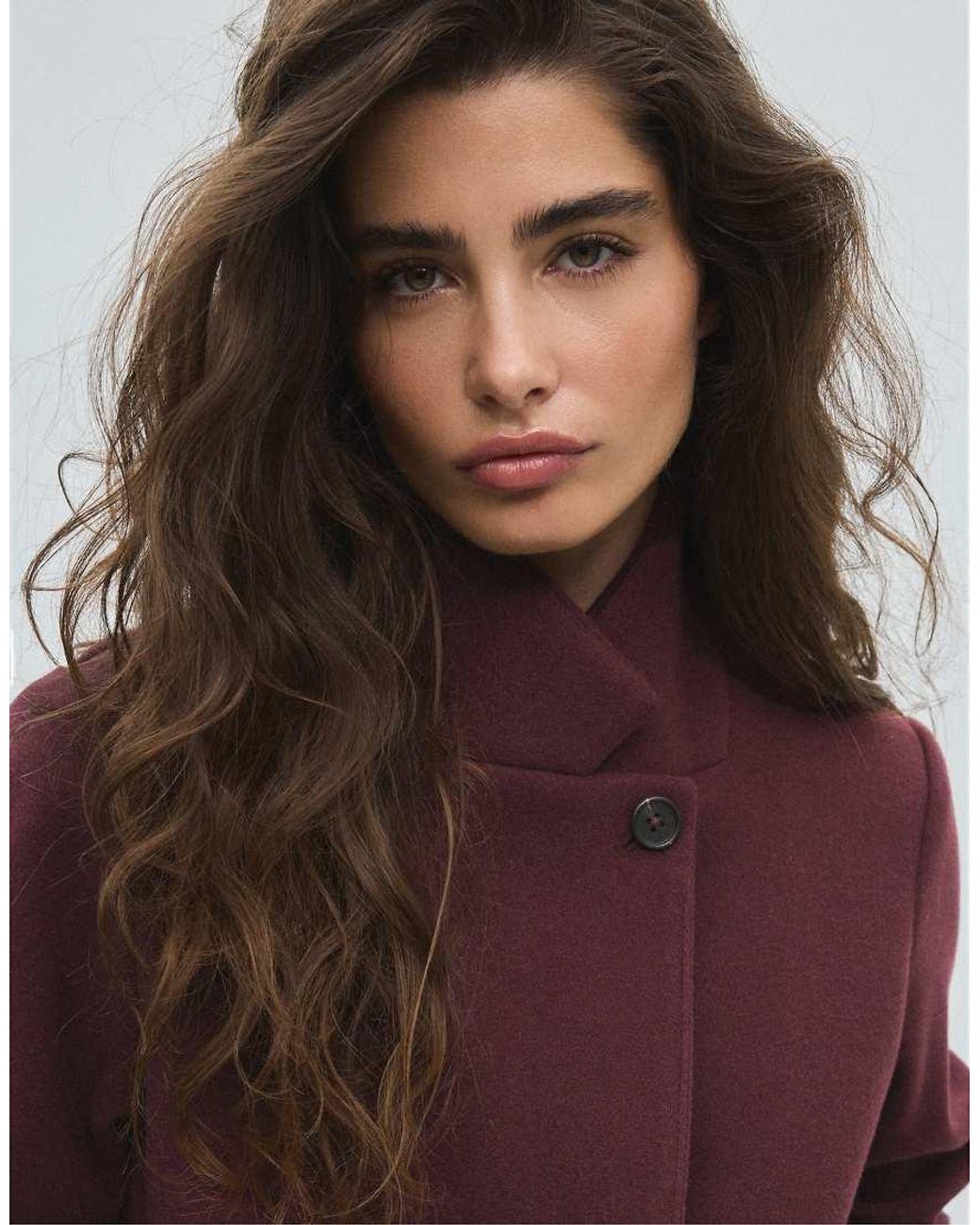Stradivarius Purple Straight Soft-touch Coat