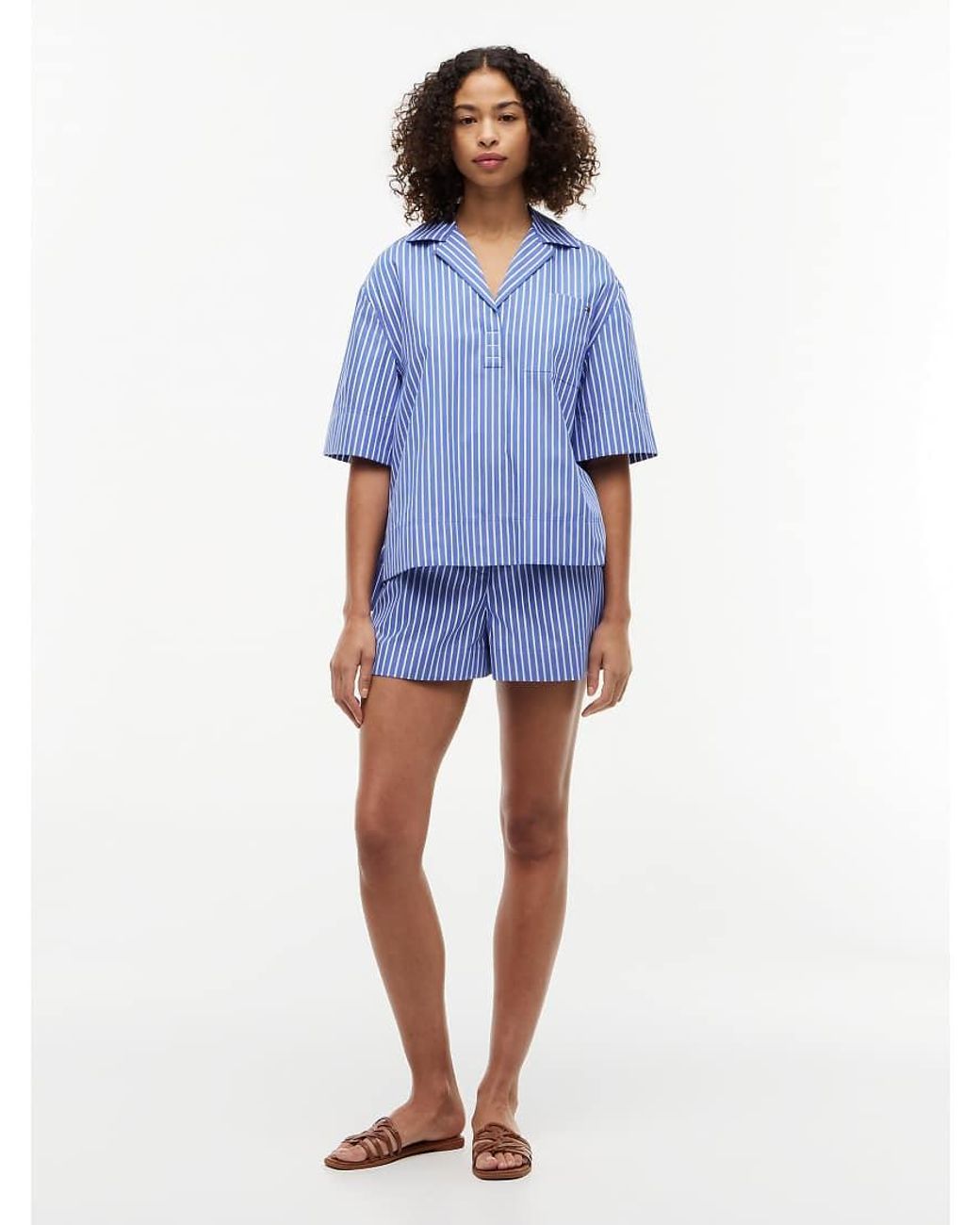 Tommy Hilfiger Blue Relaxed Fit Poplin Short Sleeve Shirt