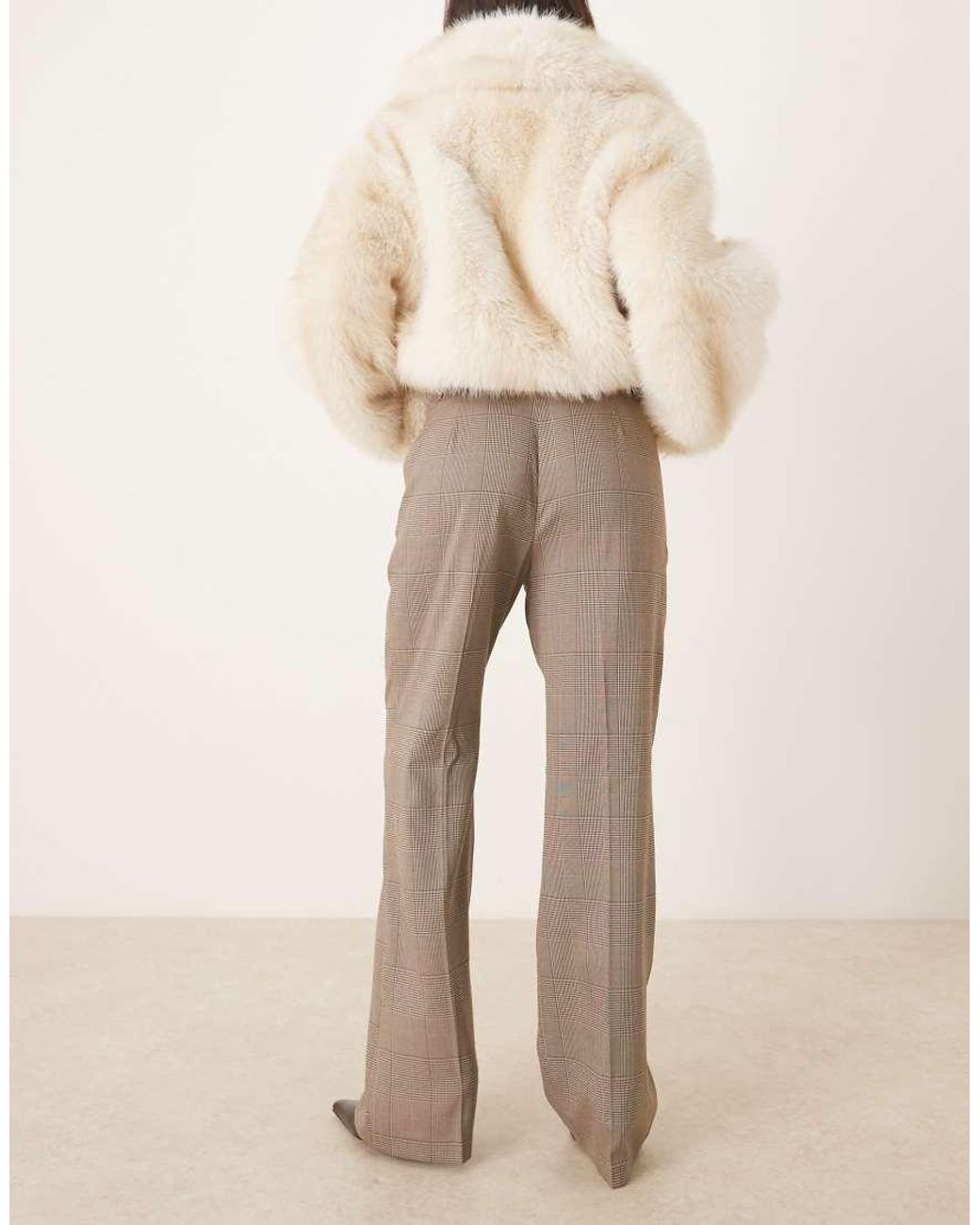 ASOS Natural Tailored Slim Straight Leg Trousers