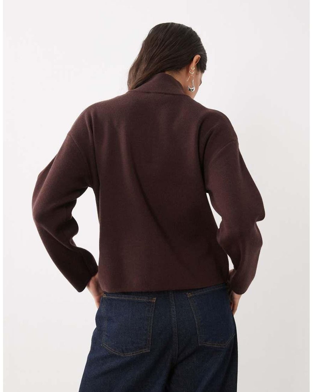 New Look Brown Compact Knit Half Zip Jumper