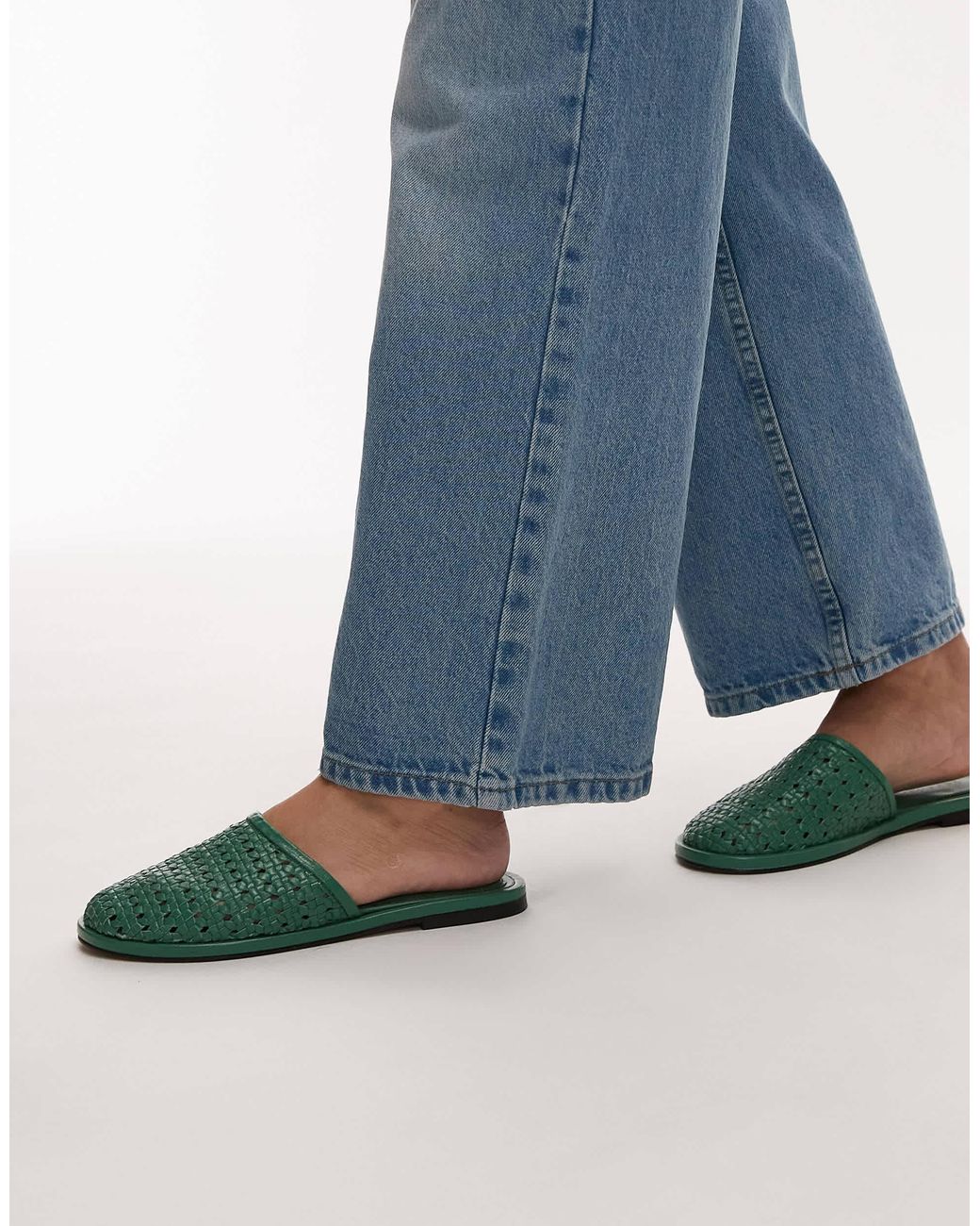 TOPSHOP Blue – bobby – gewebte leder-clogs