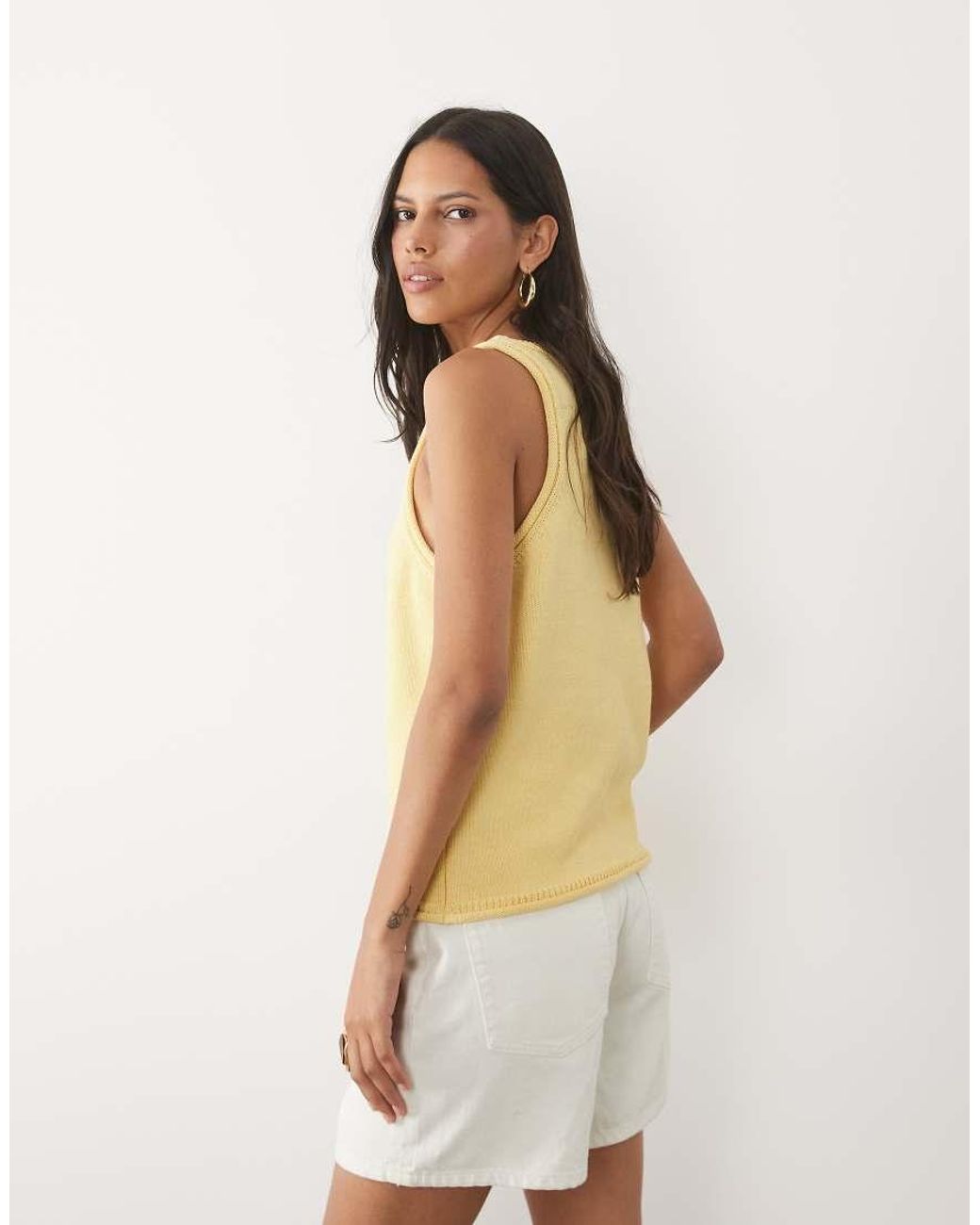 ASOS Yellow Cotton Blend U-scoop Cami Top Co-ord