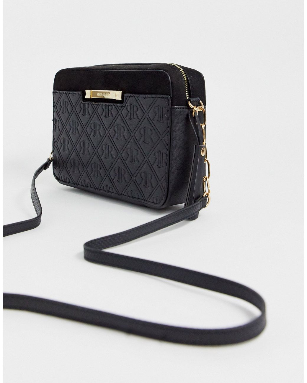 River Island Crossbodytas Met Monogram in het Zwart