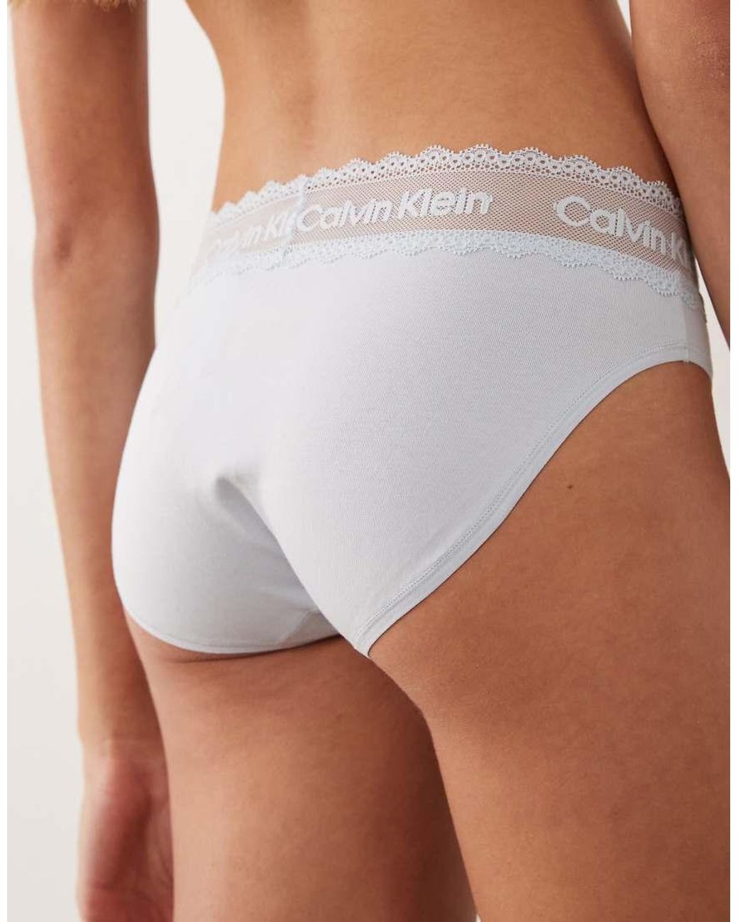 Calvin Klein Blue Cotton Lace Bikini Briefs