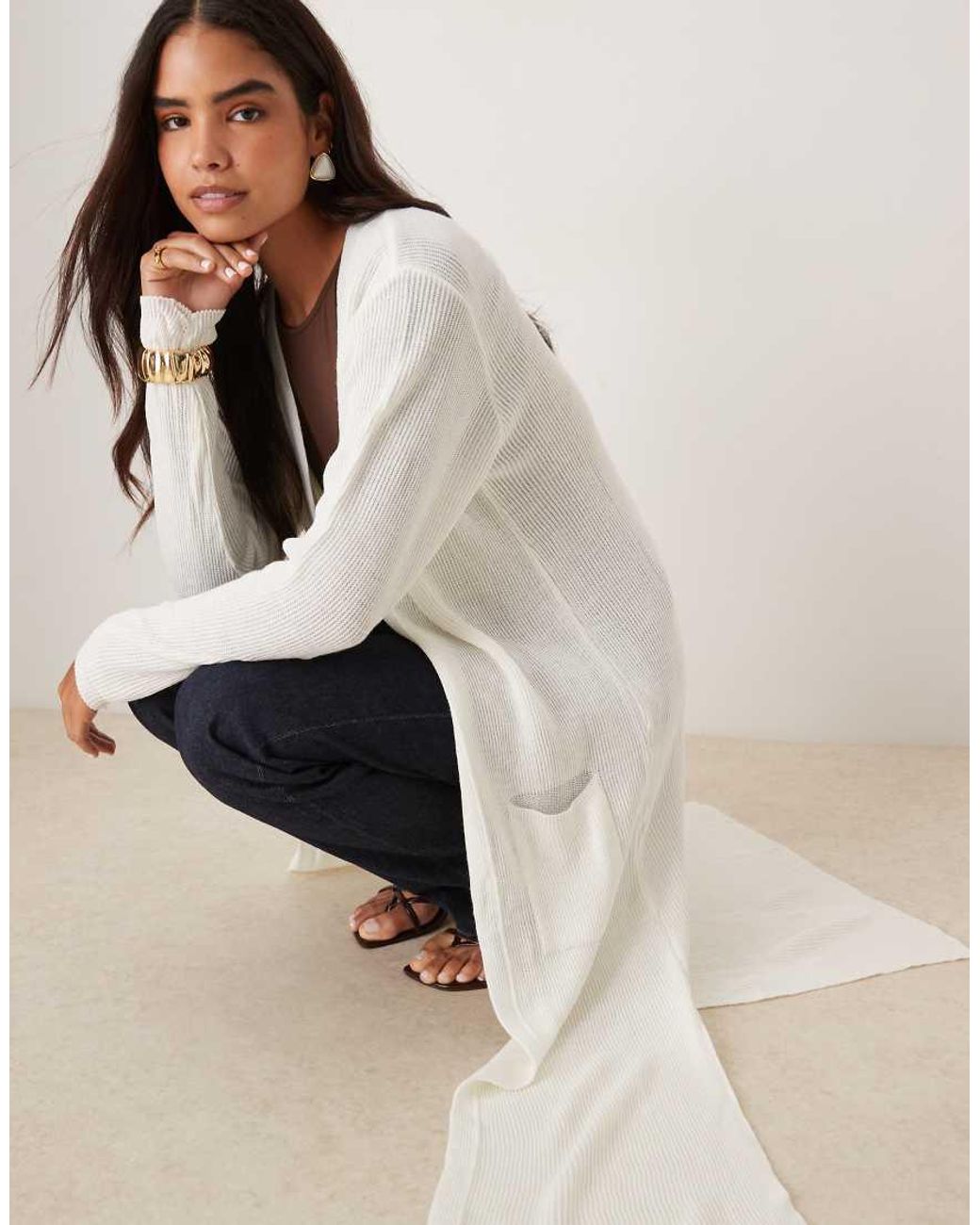 Glamorous Natural Long Cardigans