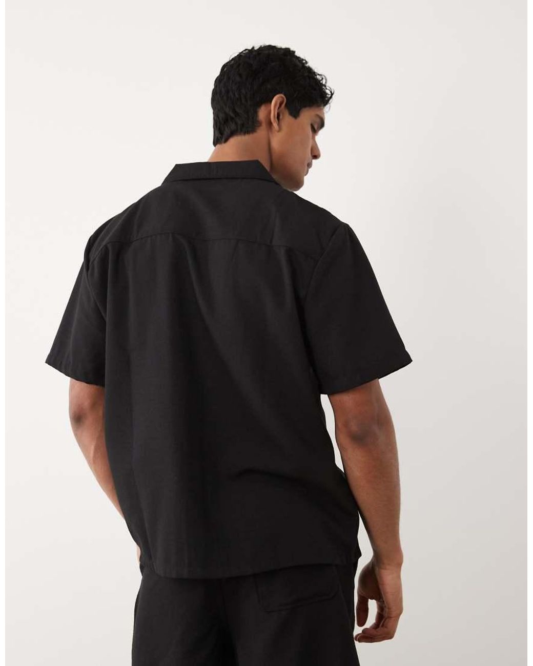 New Look Black Co-Ord Linen Look Boxy Shirt for men