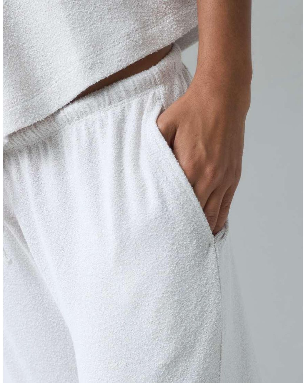 ASOS White Textured Knit Wide Leg Pants