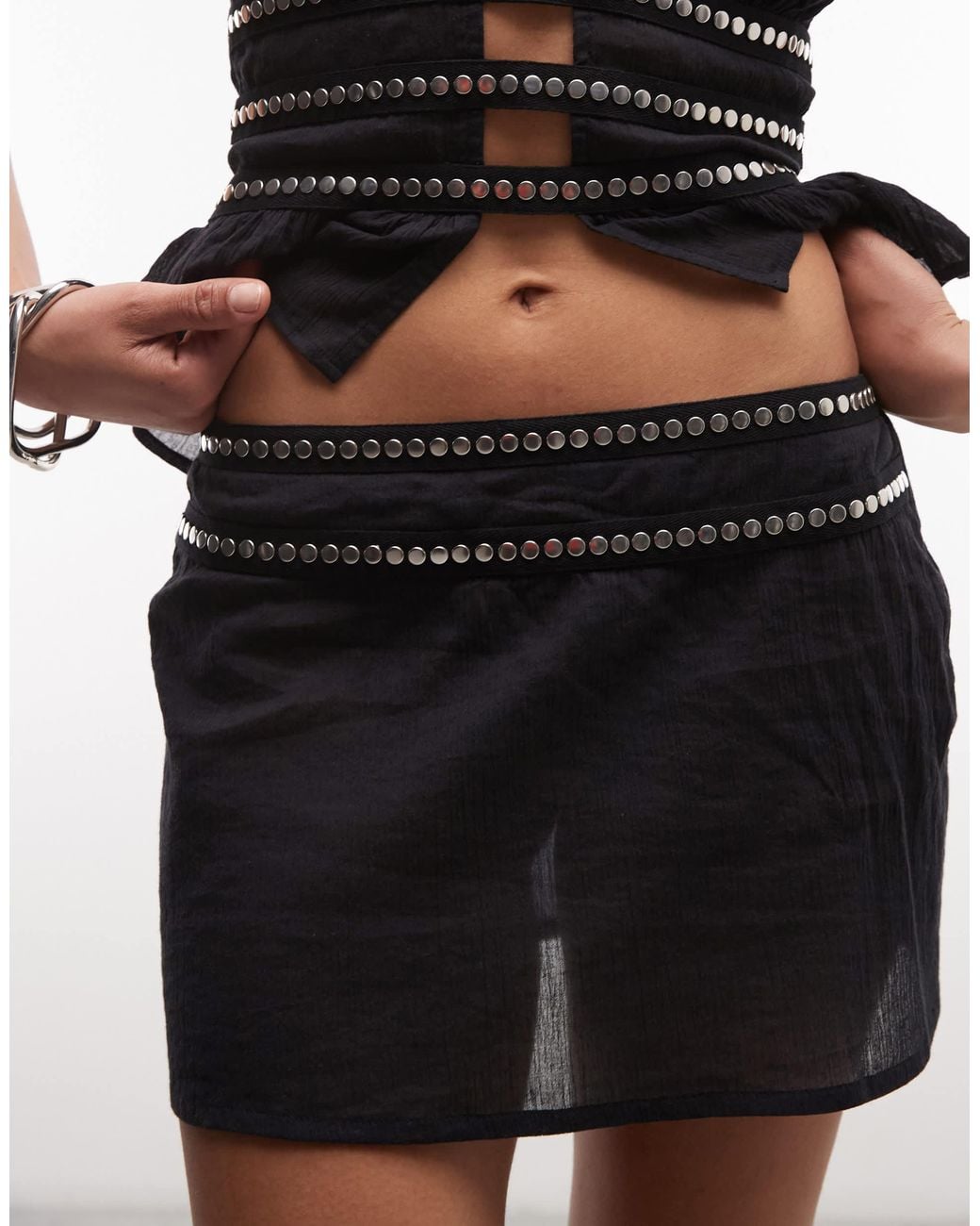 Collusion Black Stud Trim Micro Beach Skirt
