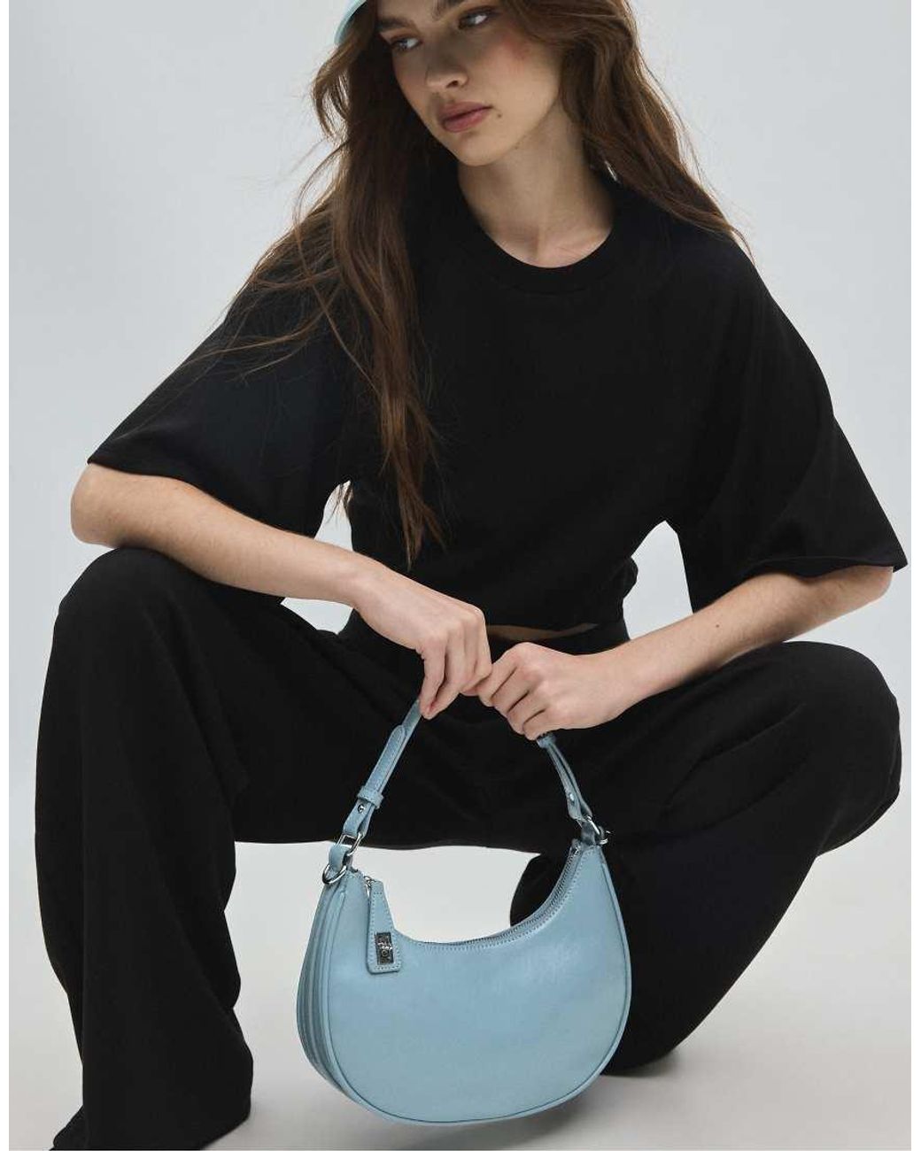 Stradivarius Blue Shoulder Bag With Chain
