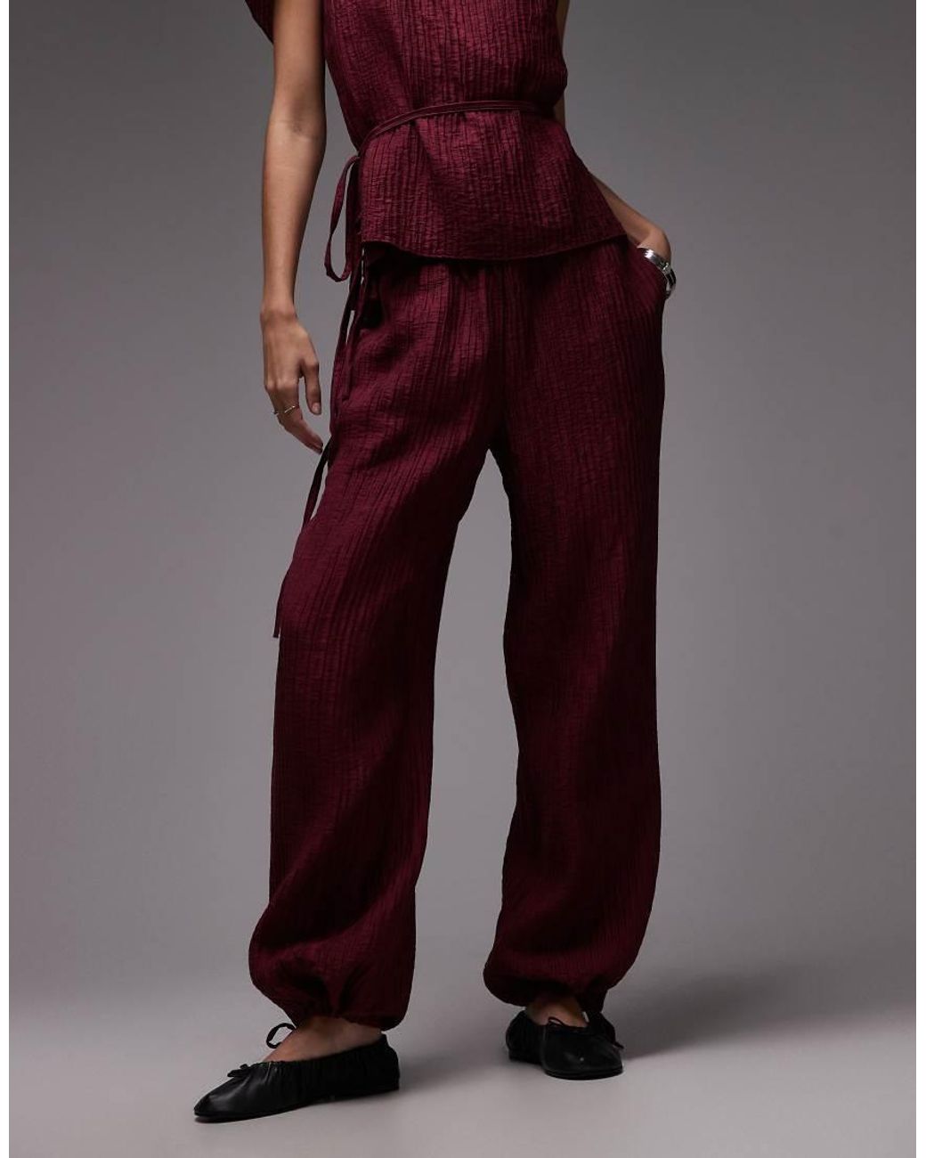 ASOS Purple Crinkle Balloon Trousers Co-ord