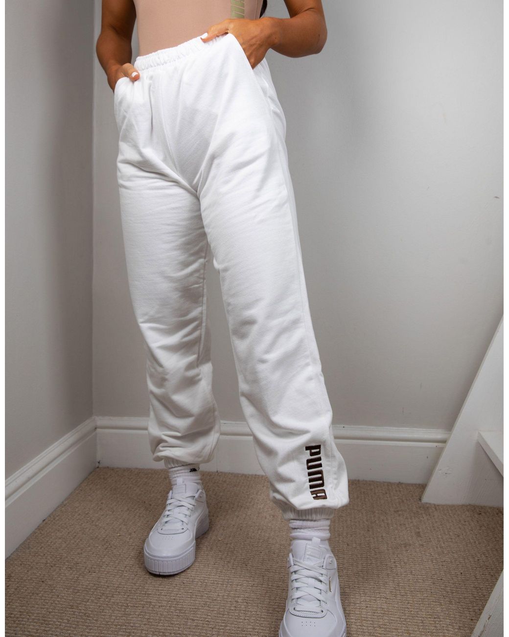 white oversized sweatpants