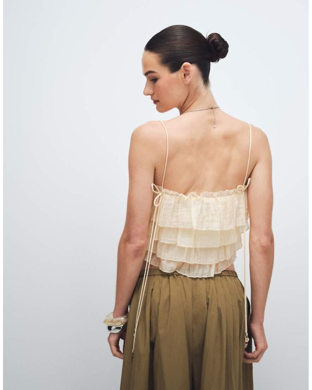 Mango Multicolor Crinkle Tiered Cami Top