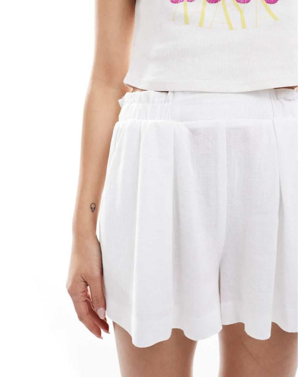ASOS White Linen Look Co-ord Shorts