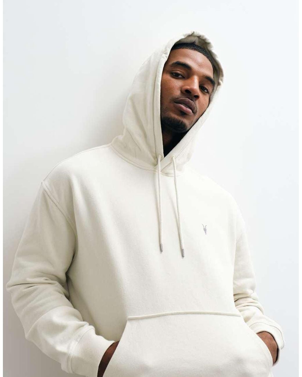 AllSaints White Asher Oth Logo Hoodie for men