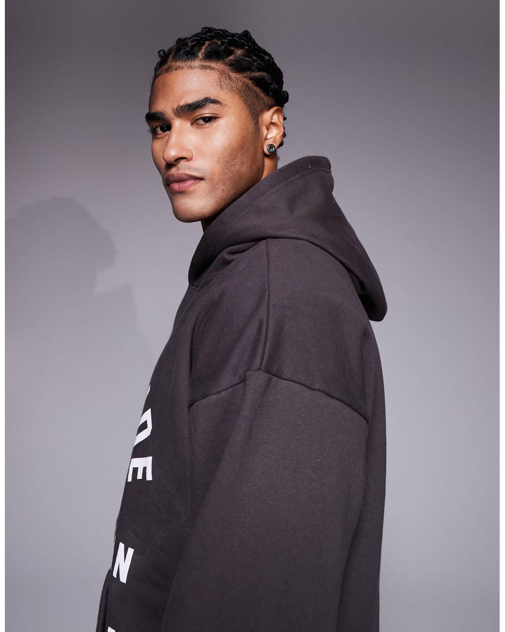 Courtside Gray Oversized Pullover Hoodie for men